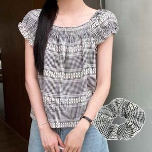 샵앤) 여성 체크 오프숄더 바캉스 여름 블라우스 MSE-WBL-20758-블랙