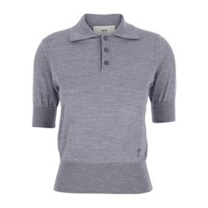 아미 그레이 버튼 반팔 니트 폴로 셔츠 FPL412 KN0066050