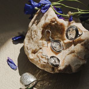 바이데이지 침수정 원석 실버 후프 귀걸이 Be0705