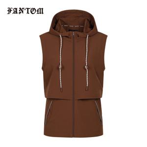 [팬텀] 여성 스트링 후드 점퍼 베스트 221E3JV101_BR