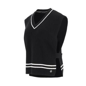 [엘르골프]사이드 버튼 브이넥 니트 베스트6k63101