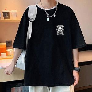 정장 판다 레터링 루즈핏 반팔 티숙 ISTS62 정장 남성 솔리드숙 가을 캐주얼숙 티숙