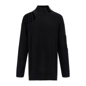 요지야마모토 마크라메 인서트 헤비 울 스웨터 HLK13189 BLACK2