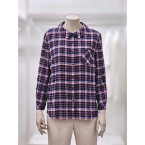 [프렐린]RBB253S61 면 혼방 카라넥 체크 블라우스