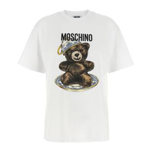 모스키노 테디 로고 오가닉 코튼 크루넥 티셔츠 V07245541 1001
