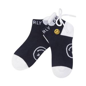 [파리게이츠] (521E3SC002)여성 스마일 백 리본 컬러 블록 단목 양말