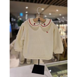 [블루독베이비] 25 FW(크림)벨로아 플라워 스웨트셔츠(45C1433406)유아 아가옷 백일 돌 조카 선물 티셔츠 (
