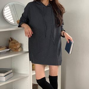 샵앤) 여성 오버핏 박스 데일리 후드 롱 티셔츠 21DS-WSH-4900-블랙