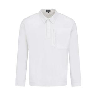 남성 우븐 믹스 하프 버튼 티셔츠 521E3TO202WH