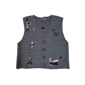 [르니앤맥코이(여성)]동물 자수 브이넥 니트 조끼(MM12KV001FJY)