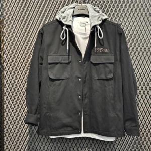 엠할리데이 HC03 등판 새로 낙서 아우터형 셔츠 남여공용 오버핏 일상복 후드탈부착 자켓형셔츠 MP3YU691