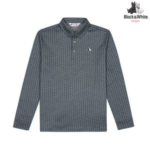 [블랙앤화이트] 남성 변형 로고 전판 프린트 티셔츠 9355GBPP_BLUE GREEN