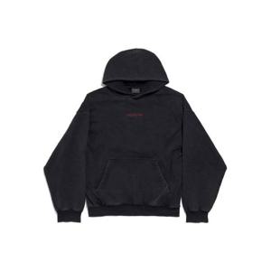 발렌시아가 후드 티셔츠 767877 TTVJ2 8483 FADED WASKED BLK RE