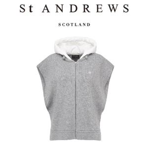 [세인트 앤드류스] 여성 스냅 버튼 패딩 후드 집업 니트 베스트(821E4SV203)