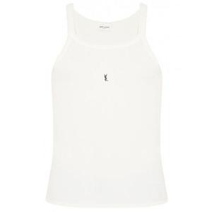 생로랑 모노그램 리브 탱크민소매 티셔츠 761275 Y37EC9744 WHIT