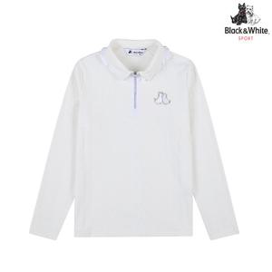 [블랙앤화이트] 여성 플리츠 카라 자가드 티셔츠 9305LBJP_WHITE