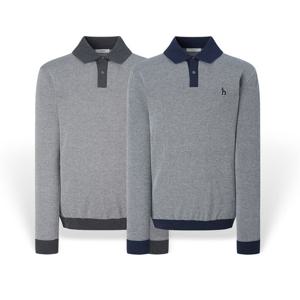 [헤지스][25FW][2컬러 택1] 남성 짜임패턴 카라 긴팔니트 HZSW5F321