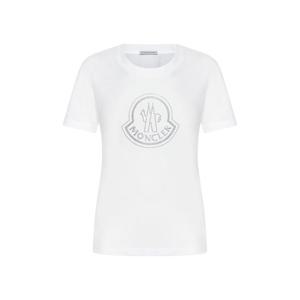 25 FW 몽클레어 로고 엠벨리시드 크루네크 티셔츠 화이트 I20938C00034829FB