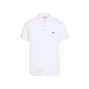 25 FW 몽클레어 로고 패치 와펜 쇼트슬리브 코튼 퓨어 폴로 화이트 K10918A0003084556