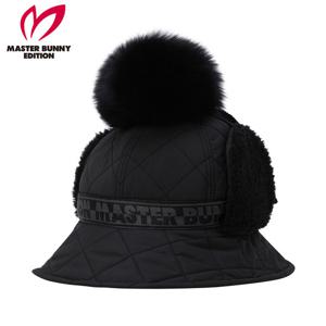 [마스터바니] 여성 투톤 로고 폼폼이 이어워머 버킷햇