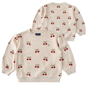 [블루독8-키즈] 크림 체리올오버맨투맨 기모티셔츠 여아 겨울 두돌선물 초등학생 25C2533450