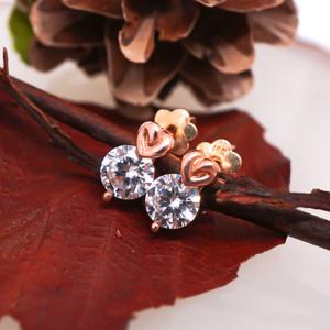 오팔하우스 14k 앙증맞은 하트 큐빅 귀걸이 OPJJE10613