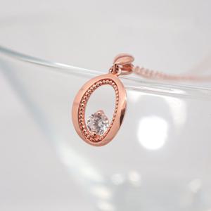 오팔하우스 14k 타원형 큐빅 목걸이 OPSYN15080-1