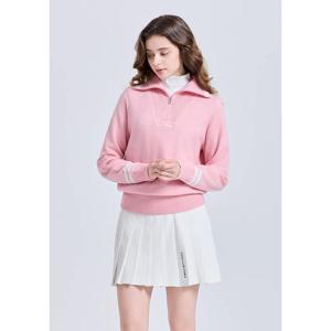 [챌린저]여성 방풍 와이드카라 반집업 니트 풀오버 라이트핑크_C