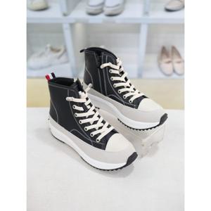 [코디엘루]하이탑 소가죽 여성 통굽 스니커즈 4cm CDMD500863