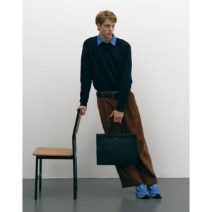 JUBA5F941BK [삭형콜라보][ROGAN] 로건 블랙 레더 심플 토트백