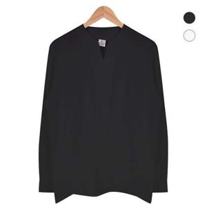 브이넥 반탁 블랙 셔츠 _NWM006_Black