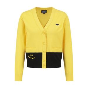 M 파리게이츠골프자켓 NQC 521E1SD205_YL 여성 컬러 블록 스마일 니트 가디건