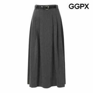 [GGPX] 벨트 세트 아코디언 미디 스커트 (GP9SK005B)