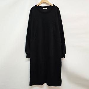 샵앤) 국산 여성 라운드 기모 벌룬 옆트임 롱원피스 LL-WDR-5025-블랙