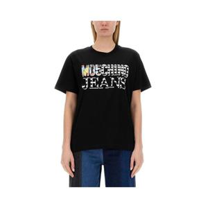 24SS 모스키노 블랙 코튼 T 셔츠 070337622555