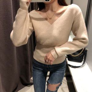 여리여리 브이넥 골지 랩 니트 티 HH-B77 여성니트