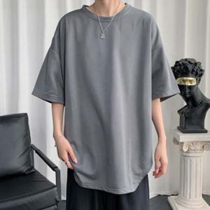 남성 여름 캐주얼 와이드핏 밑단 절개 빅 반팔 티셔츠