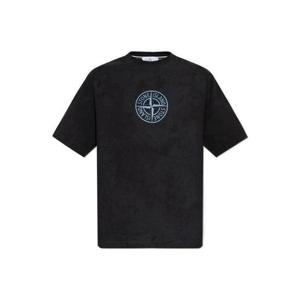 25 FW 스톤 아일랜드 로고 프린트 크루넥 티셔츠 블랙 K2S152100021S0235