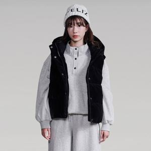 [에꼴리에] 여자 겨울신상 벨벳글로시후드웰론조끼(25D0153)