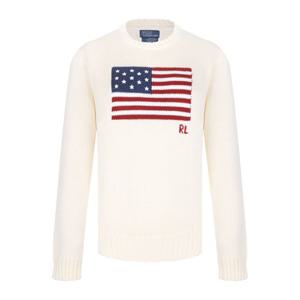 랄프로렌 플래그 패턴 크루넥 코튼 스웨터 211896939002 CREAM