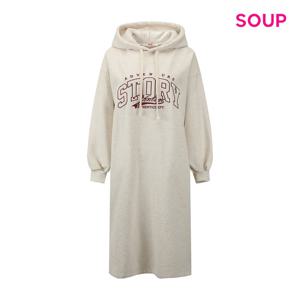 [숲]로고 루즈핏 데일리 기모 후드 원피스 (S5BOP03)
