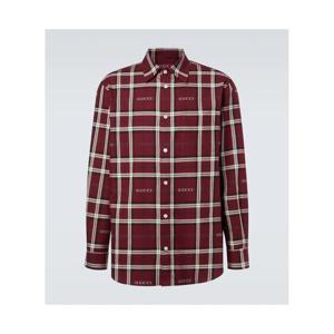 구찌 Gucci Script 플레이드 코튼 자카드 셔츠 P01124232