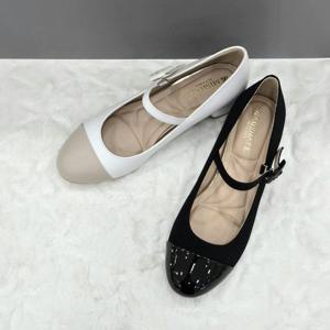 [탠디]여성 스트랩 포인트 미들힐 X2HS50DH14 BLACK WHITE 3DC J