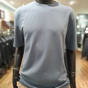 [바쏘옴므]MARIOS/S 블루그레이 세미 오버핏 라운드 반소매 티셔츠 WSX2-M K 33-ABY