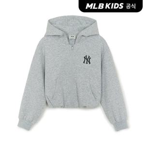 [MLB키즈공식]25FW 스트릿 베이직 걸스 로고 크롭 후드 집업 7FHDB1354-50MGL