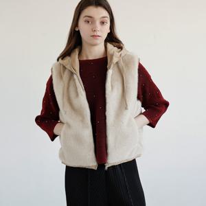 [요이츠]소프트 퍼 믹스 후드 베스트_YJ11WHFVT30