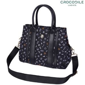 [크로커다일레이디](CLEWB1209) 가죽 배색 프린트 토트백 겸 크