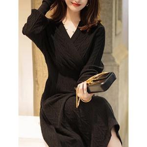 [예쎄][예쎄] 리프 패턴 랩스타일 니트 롱원피스  S4WOP033A