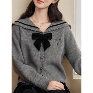 [예쎄][예쎄] 벨벳 리본브로치 카라 니트 가디건  S4WCD068A