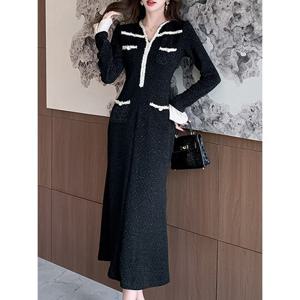 [예쎄][예쎄] 반짝이 벨벳 탈부착 소매 롱 원피스  S4WOP007A